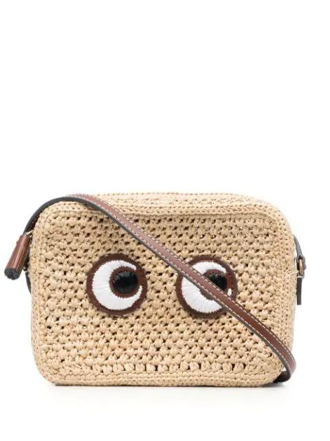 eyes-appliqué woven crossbody bag by ANYA HINDMARCH