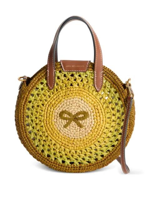 round bow-detail raffia tote bag by ANYA HINDMARCH