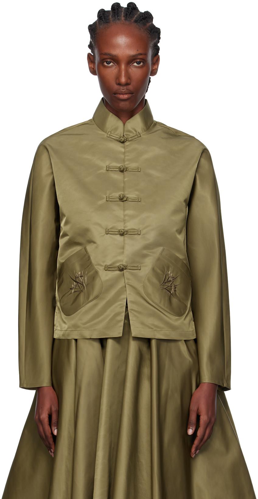 Khaki Tang Shirt Jacket by AO YES
