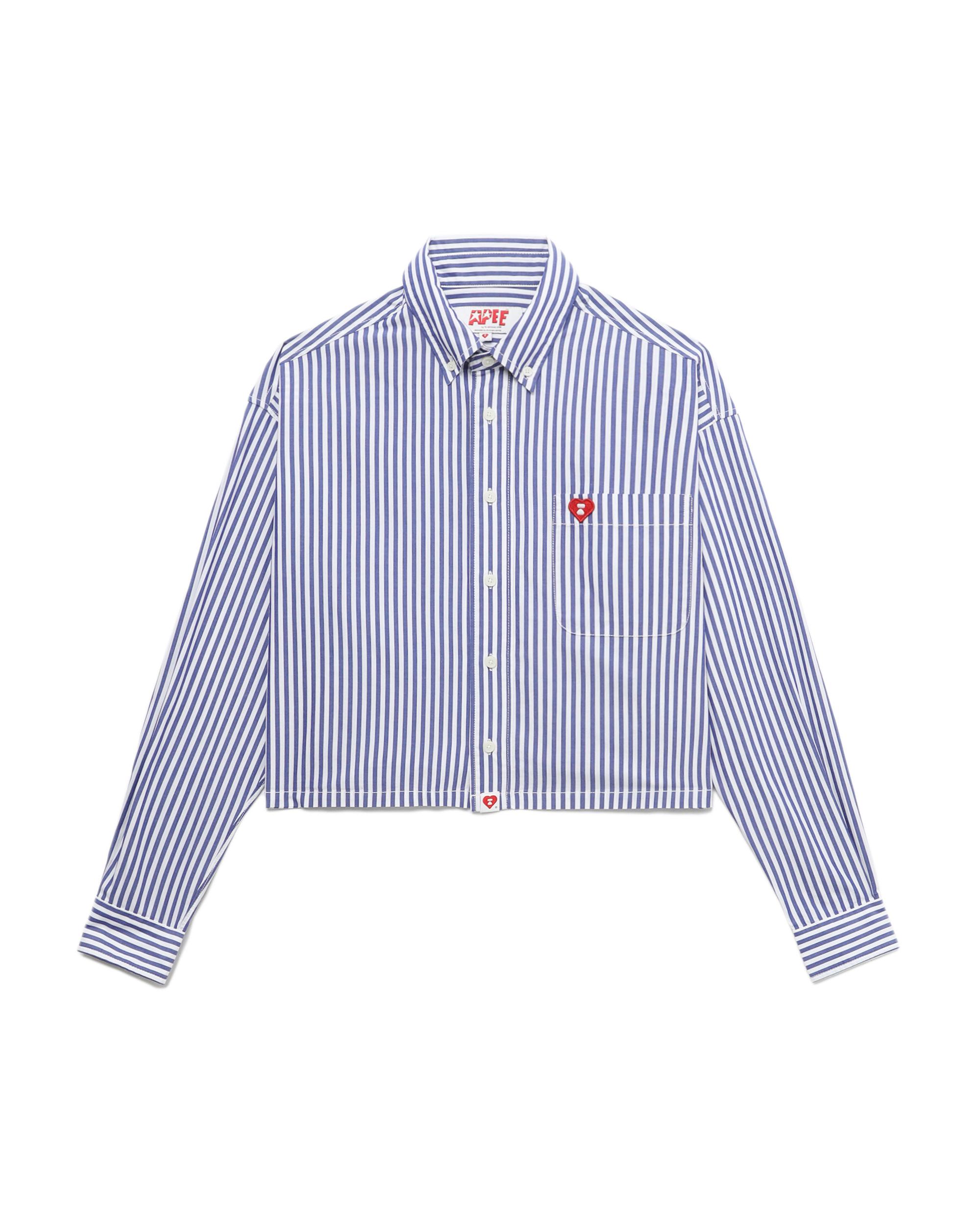 Heart logo striped cropped long sleeve shirt by APEE