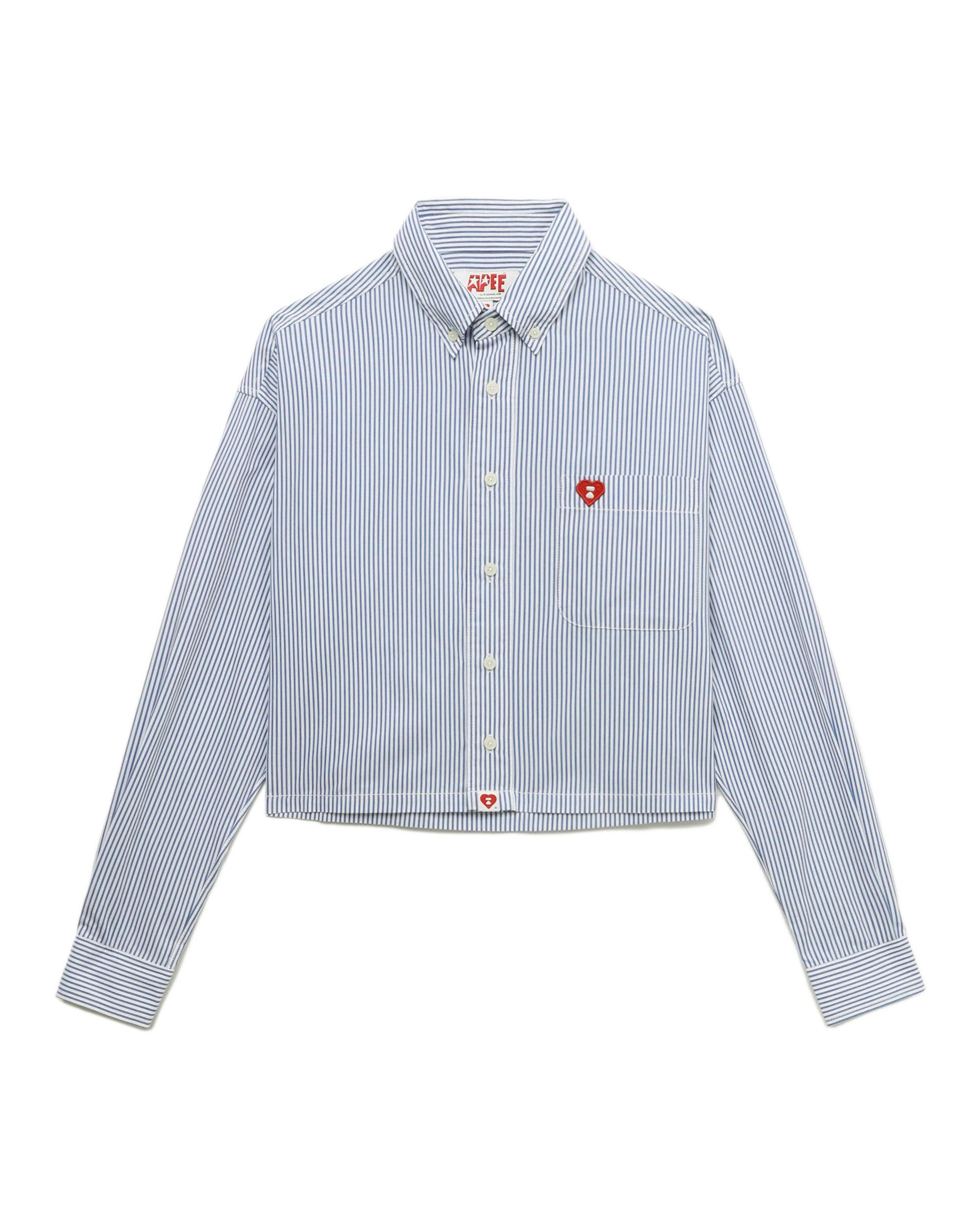 Heart logo striped cropped long sleeve shirt by APEE