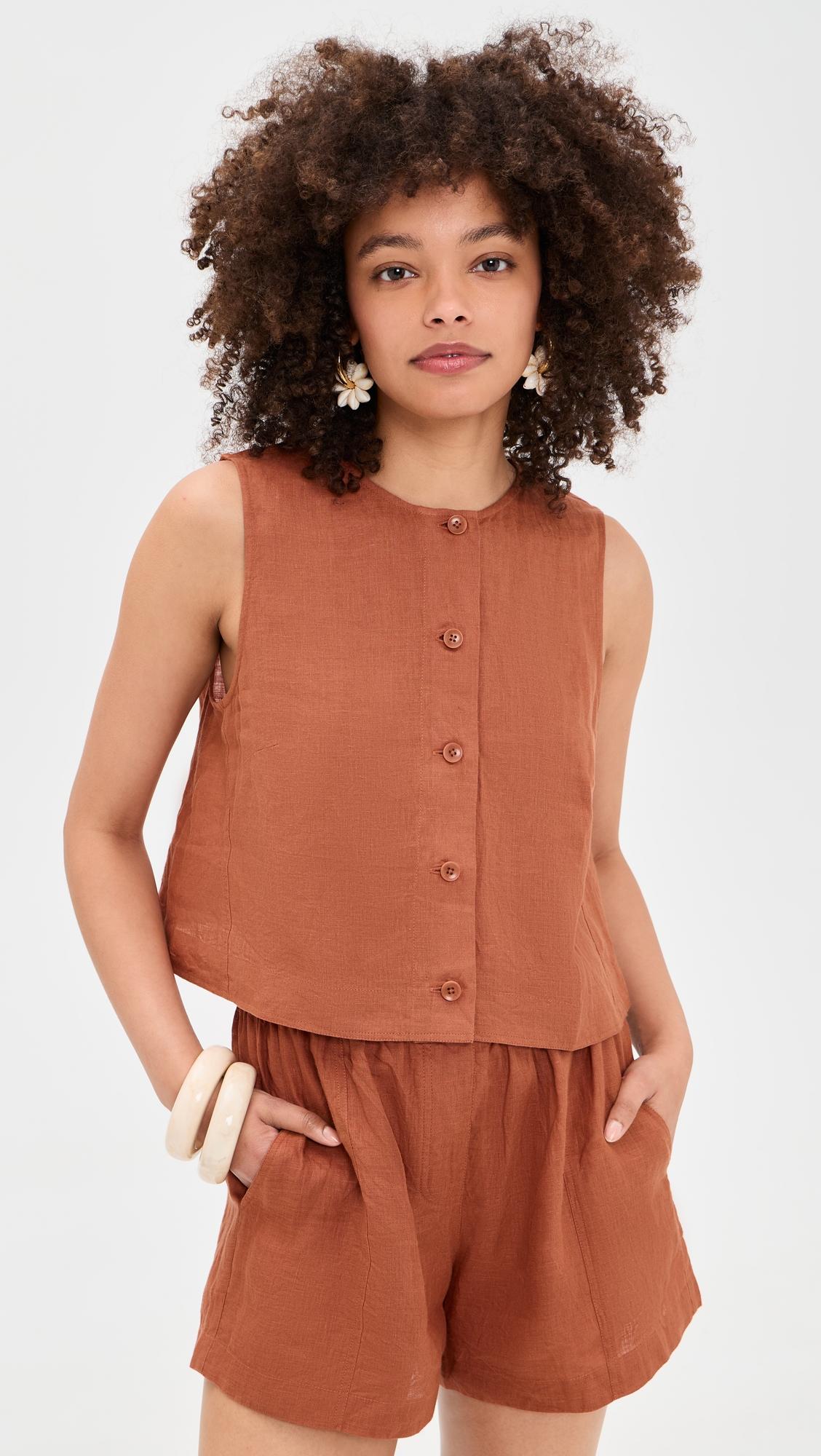Godet Linen Tank by APIECE APART
