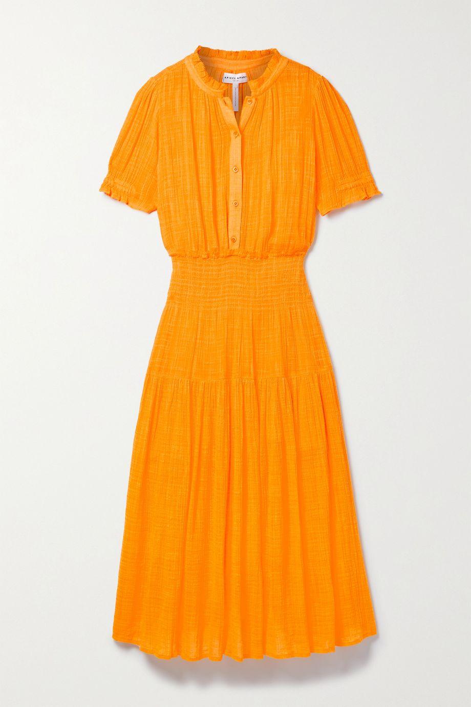 Las alturas gathered cotton blend voile midi dress by apiece apart