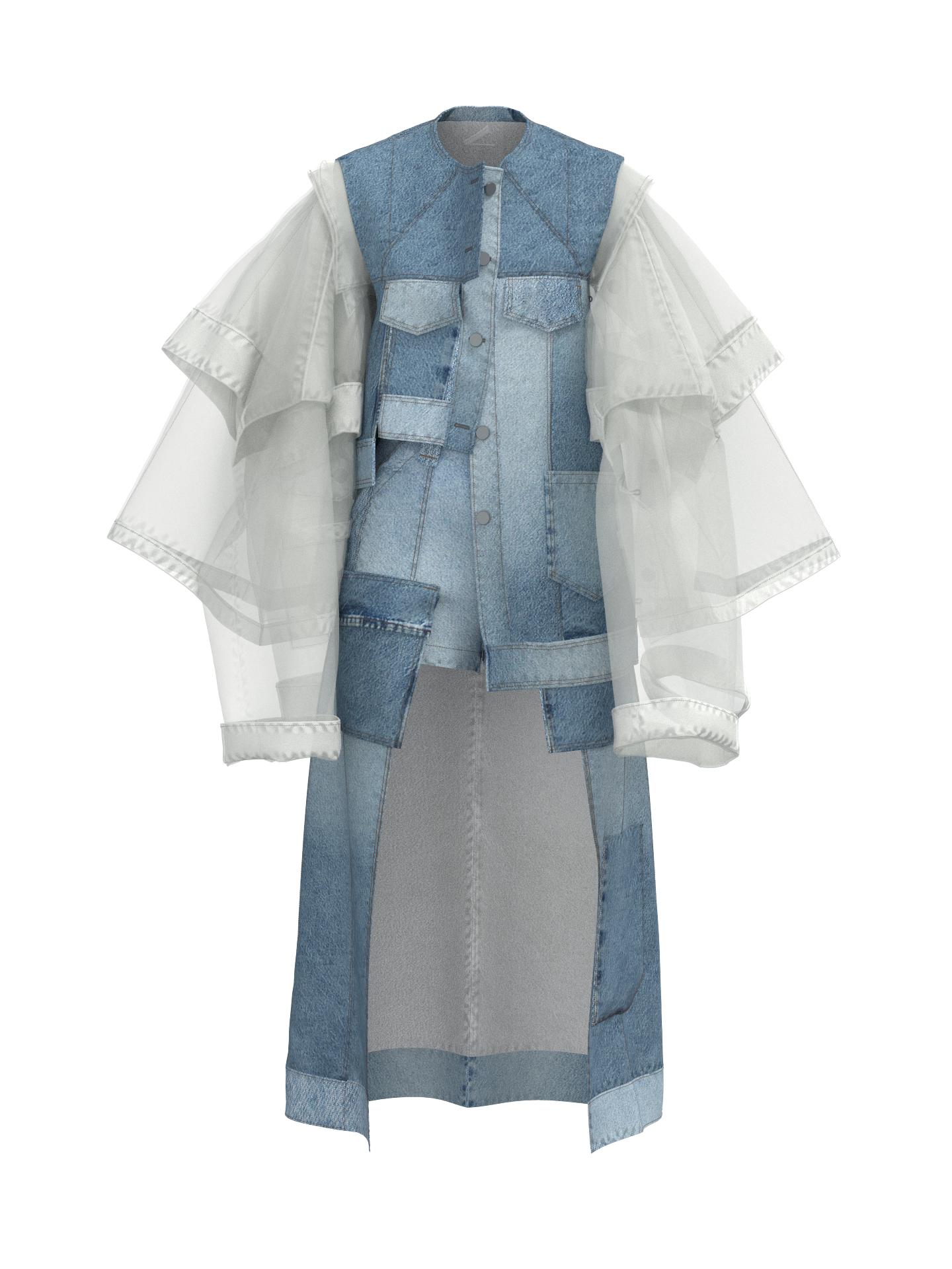 SCRAMBLED maxi-shorts and multi-jacket by APOCRYPHAL SCRAMBLED maxi-shorts and multi-jacket by APOCRYPHAL