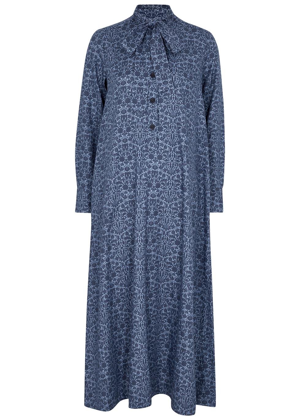 Alberte blue printed cotton-blend dress by APOF