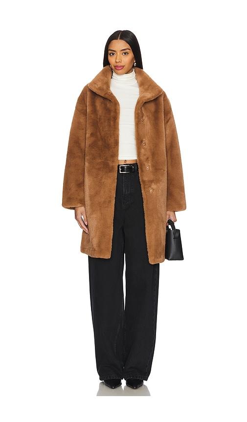 Apparis Blair Mid Length Coat in Brown by APPARIS