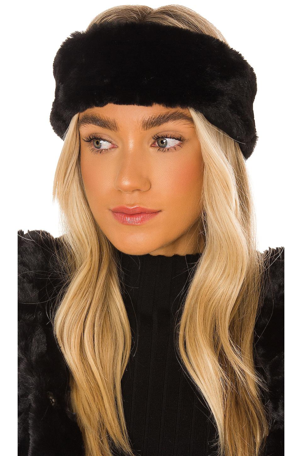 Apparis Eleni Faux Fur Headband in Black by APPARIS