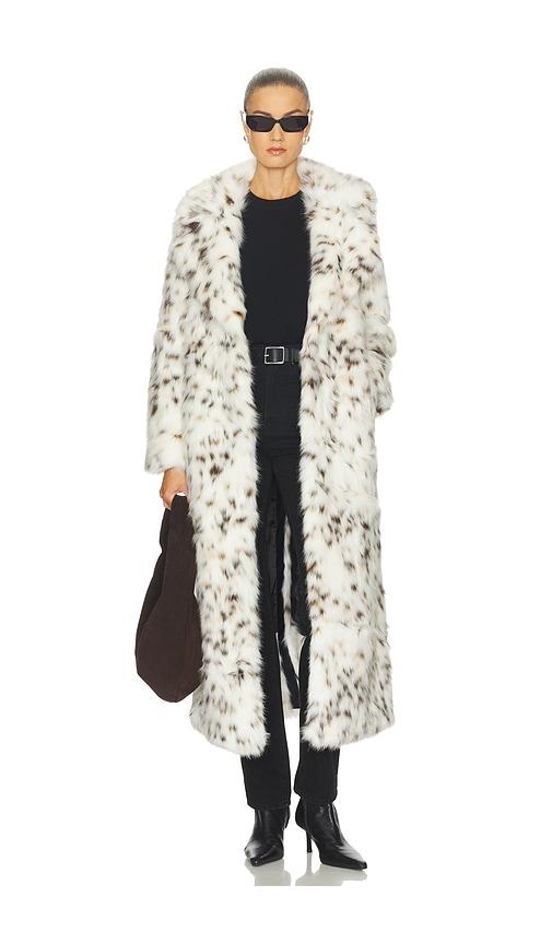 Apparis Gabrielle Snow Leopard Maxi Coat in White by APPARIS