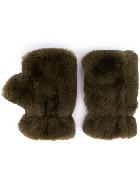 Ariel faux-fur fingerless gloves by APPARIS