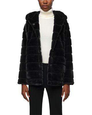 Goldy Faux Fur Hooded Short Coat by APPARIS