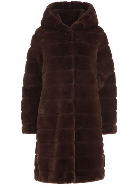 faux-fur hoodied coat by APPARIS