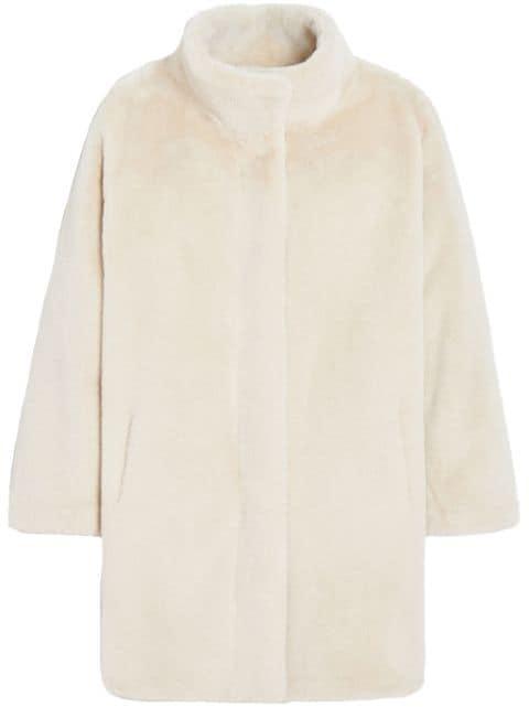 high-neck faux fur coat by APPARIS