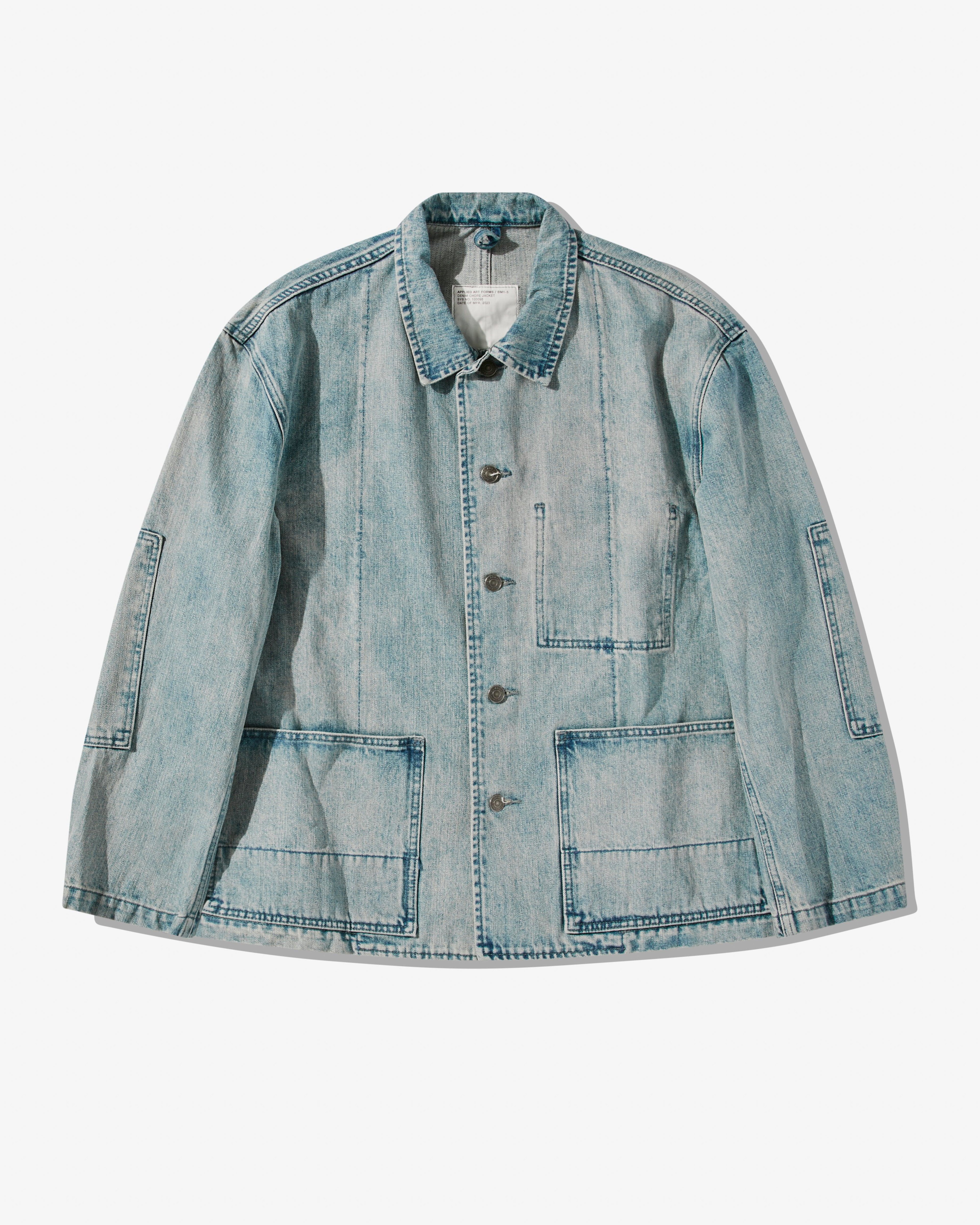 Applied Art Forms - Men’s BM1-5 Denim Chore Jacket - (Light Indigo) by APPLIED ART FORMS