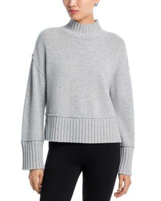 100% Cashmere Boxy Mock Neck Sweater - Exclusive by AQUA