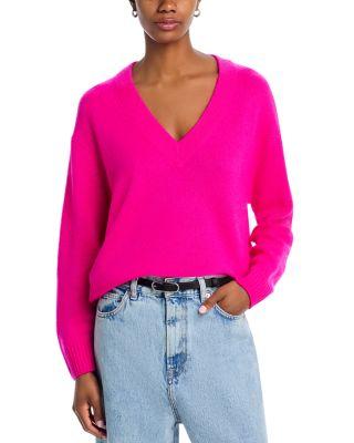 100% Cashmere Drop Shoulder V Neck Sweater - Exclusive by AQUA