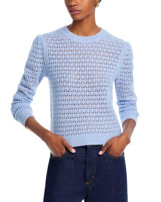 100% Cashmere Openwork Crewneck Sweater - Exclusive by AQUA