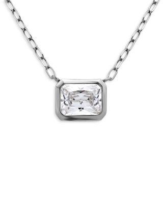 18K Gold Over Sterling Silver Bezel Set Octagon Cubic Zirconia Necklace by AQUA