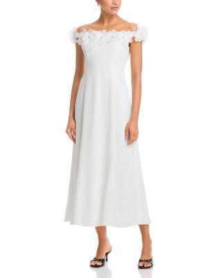 Appliqu&eacute; Floral Off-the-Shoulder Midi Dress - Exclusive by AQUA