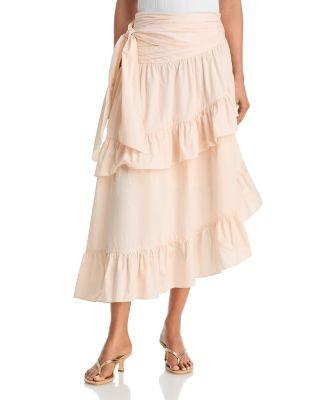 Asymmetric Ruffle Trim Skirt - Exclusive by AQUA