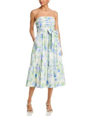 Blurred Floral Gathered Midi Dress - Exclusive by AQUA