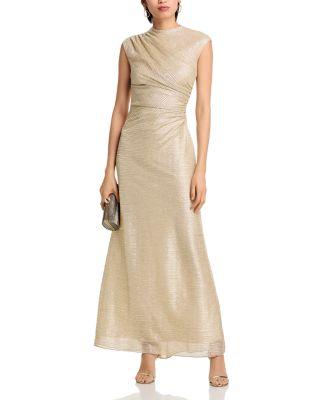 Crinkle Metallic Gown by AQUA