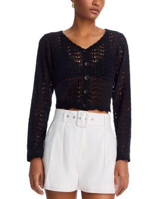 Crochet V Neck Cardigan Sweater - Exclusive by AQUA