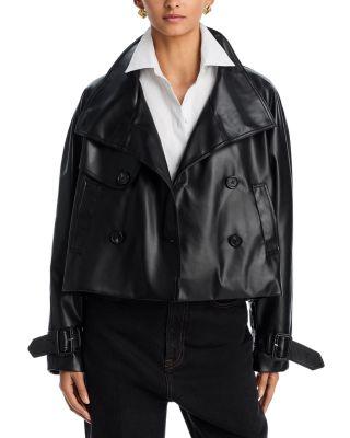 Cropped Faux Leather Trench Coat - Exclusive by AQUA
