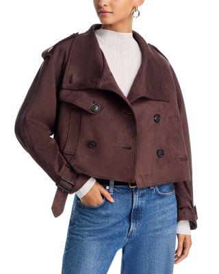 Cropped Faux Suede Trench Coat - Exclusive by AQUA