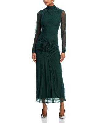 Crystal Long Sleeve Mesh Maxi Dress - Exclusive by AQUA