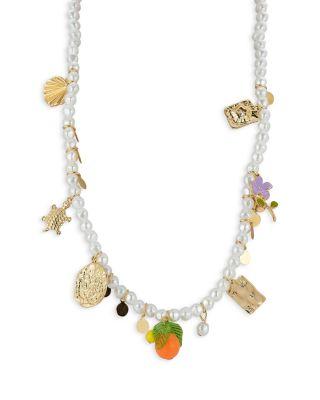 Crystal & Imitation Pearl Charm Necklace by AQUA