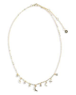 Cubic Zirconia Delicate Moon Charm Necklace by AQUA