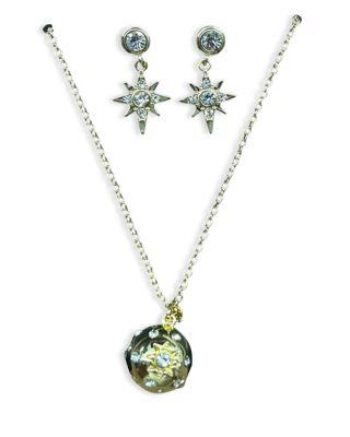 Cubic Zirconia North Star Pendant Necklace & Drop Earrings Set - Exclusive by AQUA