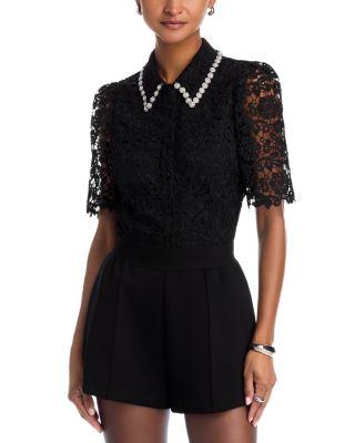Embellished Collar Lace Top - Exclusive by AQUA