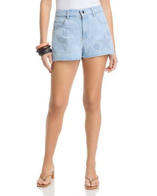 Embossed Star Denim Shorts - Exclusive by AQUA
