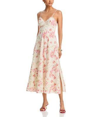 Embroidered Floral Lace Trim Midi Dress - Exclusive by AQUA