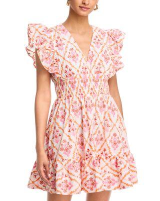 Embroidered Flutter Sleeve Mini Dress - Exclusive by AQUA