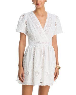 Embroidered Lace V Neck Mini Dress - Exclusive by AQUA