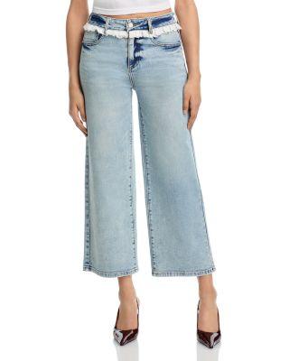Eyelet Ruffle High Rise Ankle Jeans in Light Wash - Exclusive by AQUA