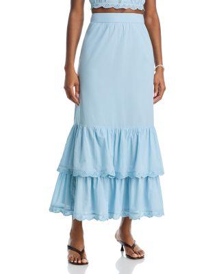 Eyelet Trim Midi Skirt - Exclusive by AQUA