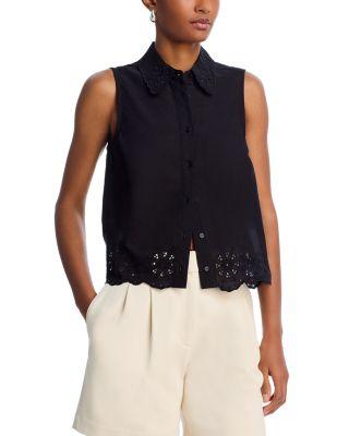 Eyelet Trim Sleeveless Shirt - Exclusive by AQUA