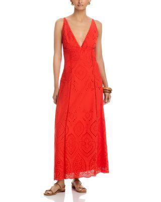 Eyelet V Neck Maxi Dress - Exclusive by AQUA