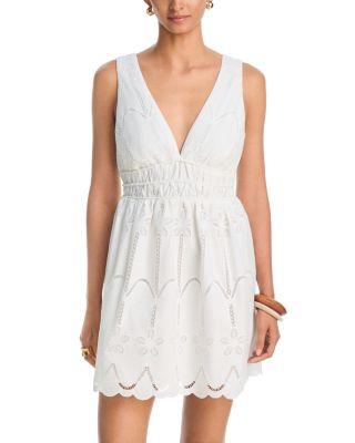 Eyelet V Neck Mini Dress - Exclusive by AQUA