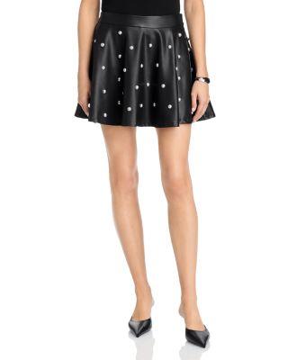 Faux Leather Studded Mini Skirt - Exclusive by AQUA