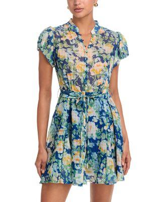 Floral Button Front Flutter Mini Dress - Exclusive by AQUA