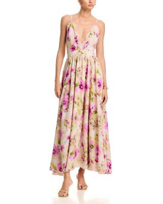 Floral Lace Trim Maxi Dress - Exclusive by AQUA