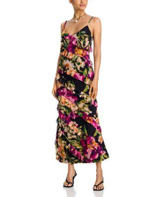 Floral Mesh Ruffle Maxi Dress - Exclusive by AQUA