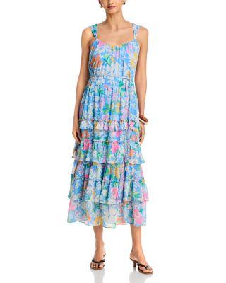 Floral Ruffle Hem Midi Dress - Exclusive by AQUA