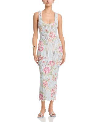 Floral Sweater Knit Tank Midi Dress by AQUA