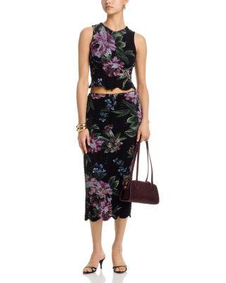 Floral Sweater Knit Tank Top & Midi Skirt - Exclusive by AQUA