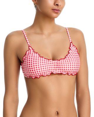 Gingham Lettuce Edge Bikini Top - Exclusive by AQUA